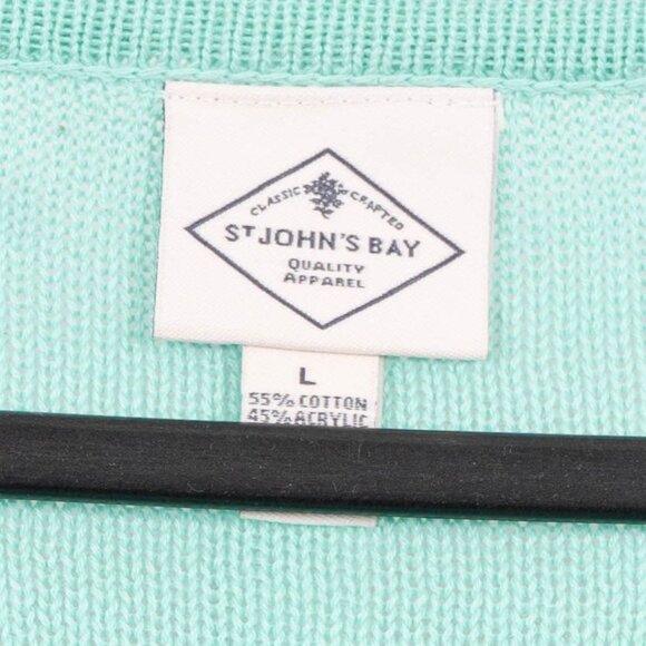 St Johns Bay Sweater Womens L NWOT Mint Green Knit Floral Embroidery Bell Sleeve - Picture 5 of 6